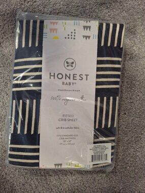 Crib sheet, Honest Baby Company, Navy, organic cotton, NWT